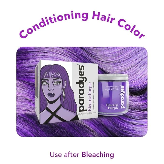 Paradyes Semi-permanent Electric Purple Diy Conditioner Based Hair Colour - 120 Gms