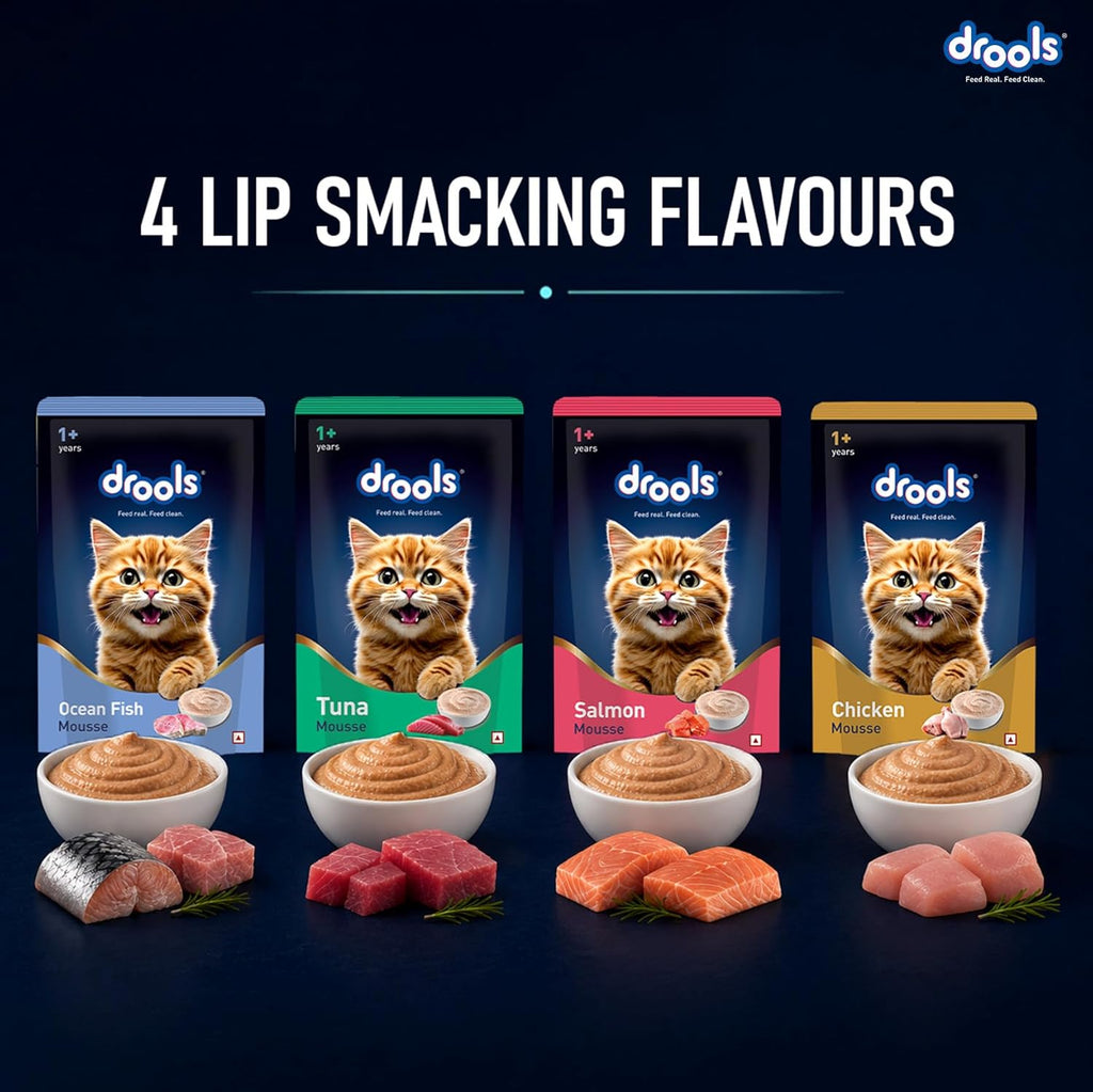 Drools Adult Cat Wet Mousse 80g Pack of 5, 400g | Tuna Flavour | Rich in Protein | Promotes Hydration & Easy to Digest | No Artificial Flavours | Packed with Essential Vitamins & Antioxidants