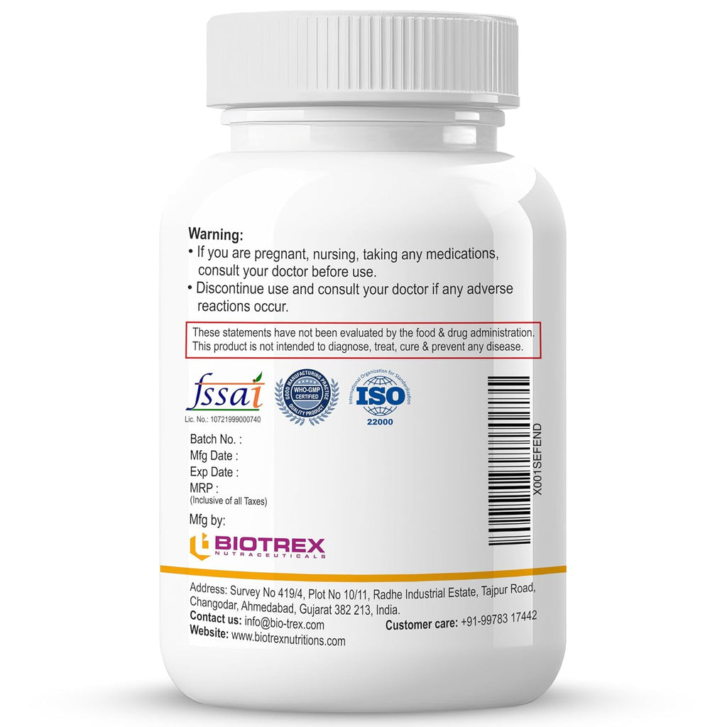 Biotrex Nutraceuticals Magnesium Glycinate | Highest Bioavailability | Cramps, Sleep & Mood balance | Chelated Form With Superior Absorption | Muscle Recovery & Nerve Function | 60 Veg Capsules