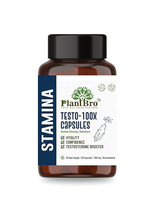 PlantBro Testo - 100x Capsules - 60 Capsules | 650 Mg | Helps in Supporting Endurance & Stamina