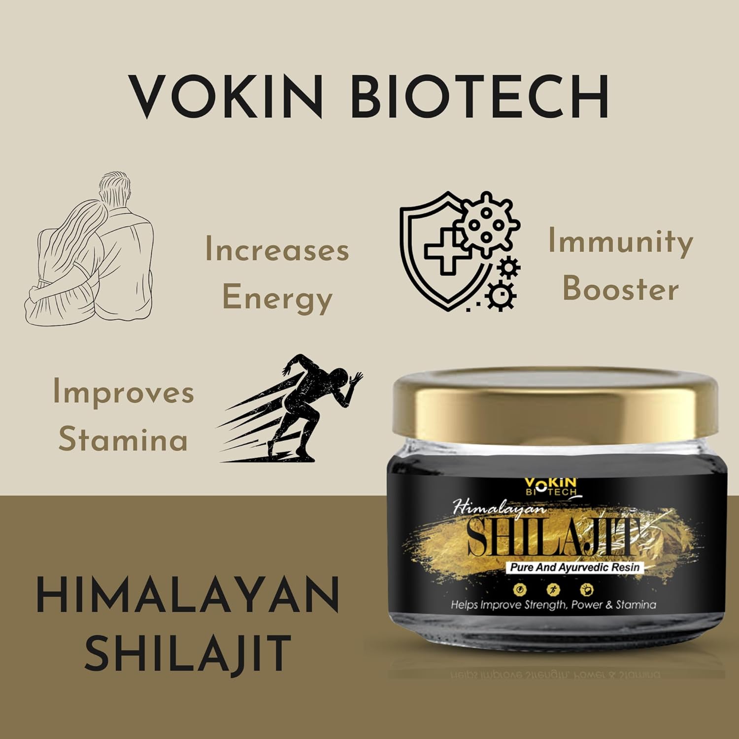 Vokin Biotech Shilajit Resin 20g Helps in Boosts Stamina and Energy | Immunity Booster