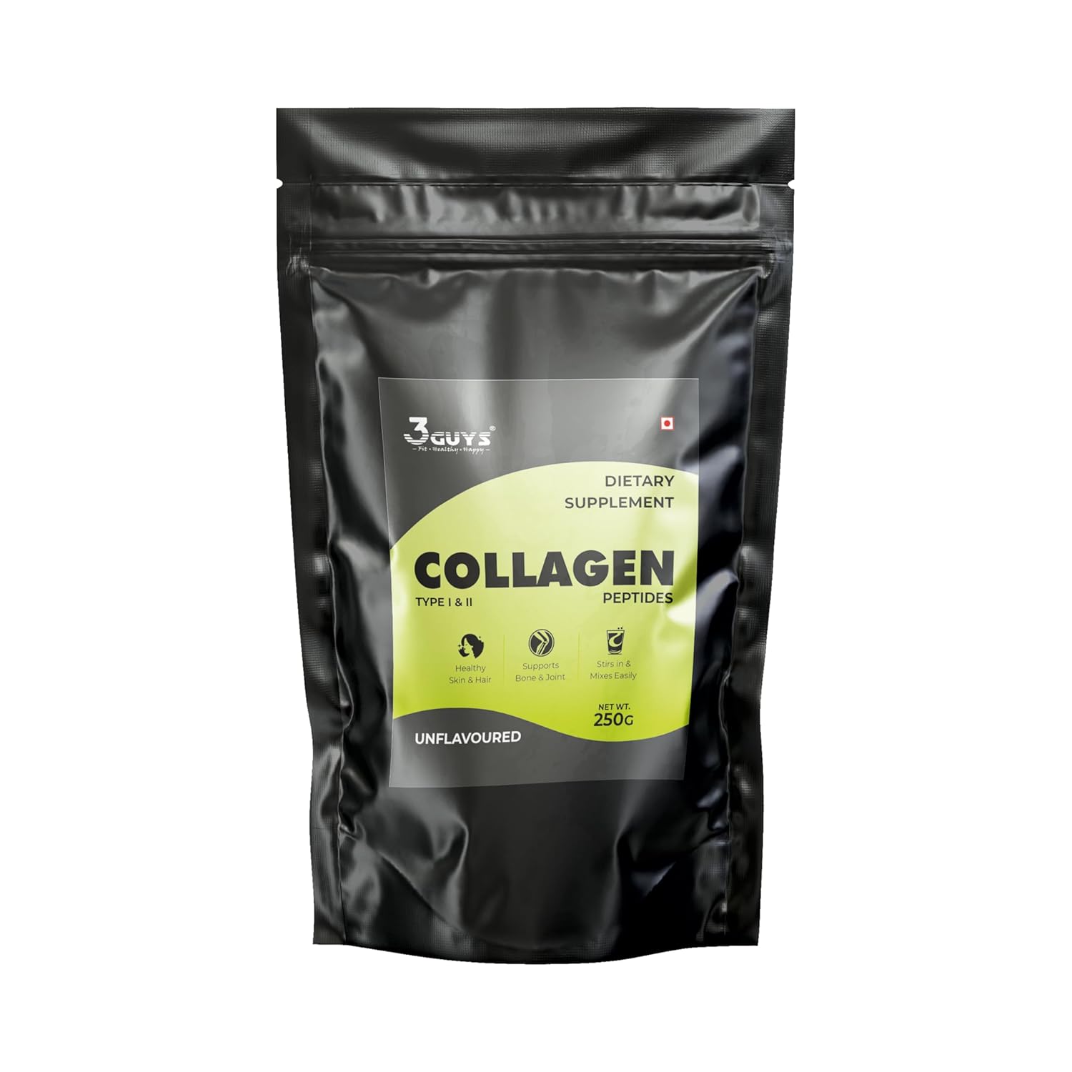 3 Guys Collagen Supplements for Skin, Nails and Hair, Women's Health, 250 gm, Unflavored