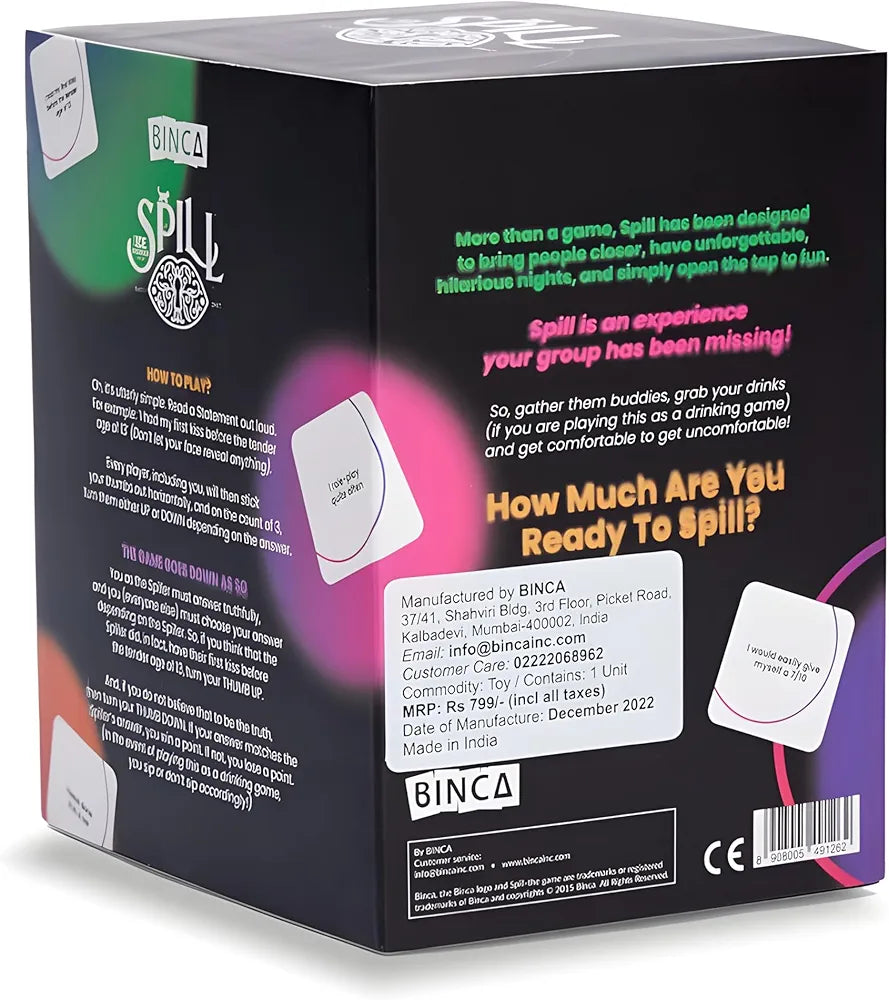Binca Spill Party Game for Adults, A Game of Spilling Secrets, Adult Card Games for Parties, Friends, and Entertainment - Ages 18+