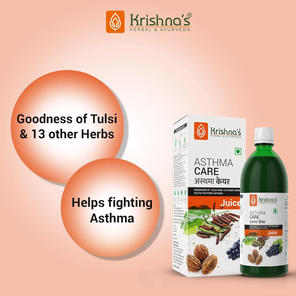 Krishna's Herbal Asthma Care Juice With Goodness of Tulsi & 13 other Herbs for Ease Breathing, Boost Immunity - 1000 ml (Pack of 1)