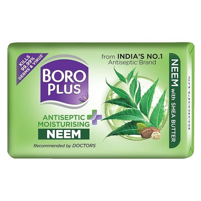 BoroPlus Antiseptic And Moisturising Bathing Neem Soap With Neem Tea Tree Aloe Vera & Shea Butter - 125 gms(Pack of 4)
