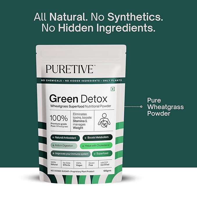 Puretive Green Detox Wheatgrass Powder - 100 gms