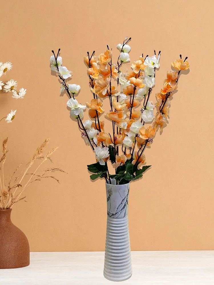Artificial Flowers Bunch Cherry Blossom Ideal for vase Without vase Peach Mix 55 cm Height Fabric