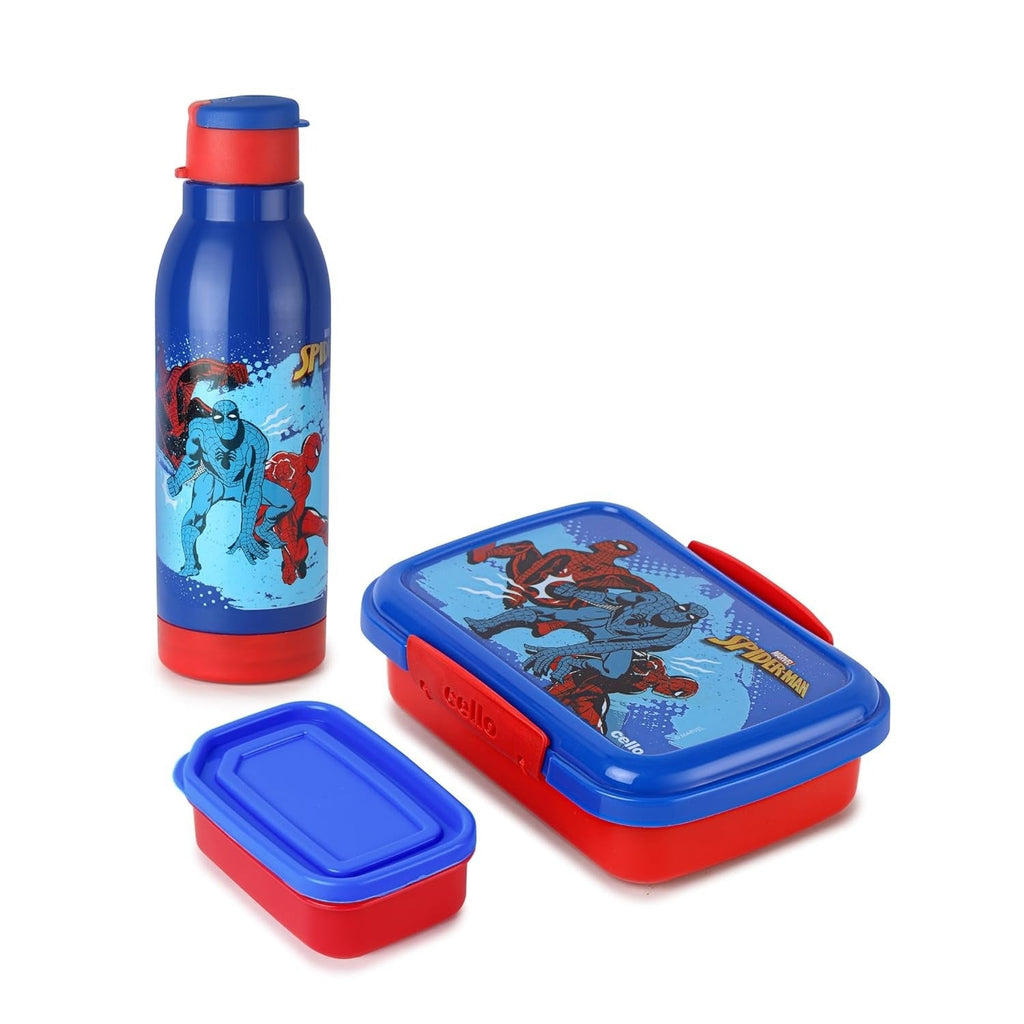 Cello Lunch On 3D Spiderman Design Kids Combo Set Red