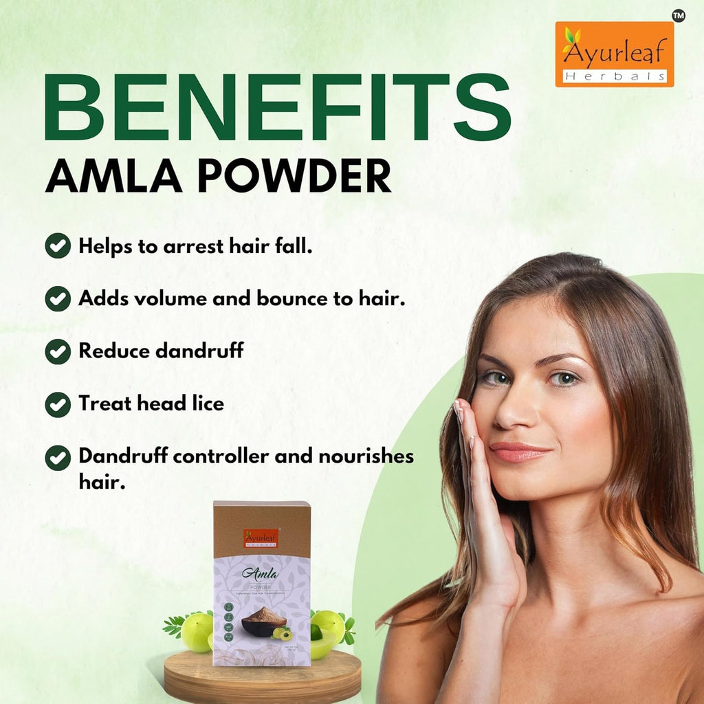 Ayurleaf Herbals Amla Powder for Hair Growth, Skin - 200 Gms