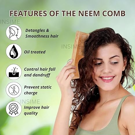 Insime Wide tooth comb for curly hair Neem comb shampoo wide comb for Women & Men Hair Styling