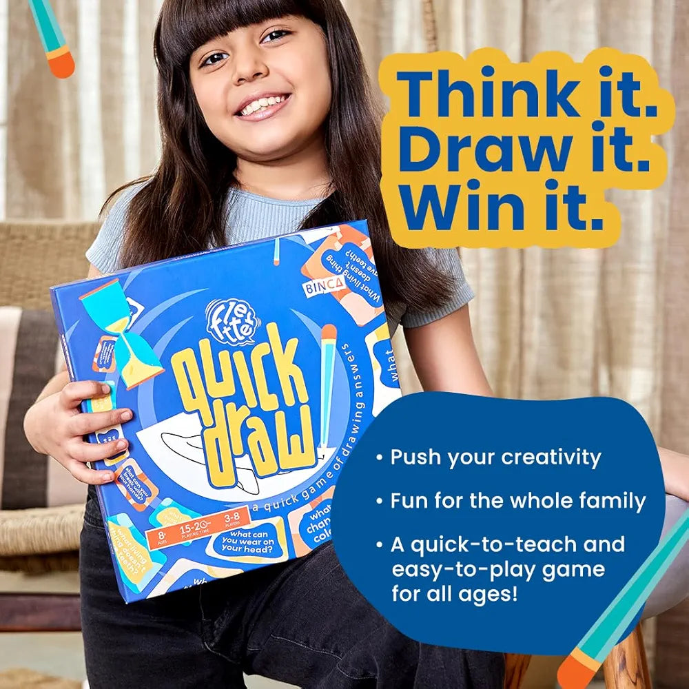 Binca Board Game - Fletter Quick Draw, Fast-paced Drawing Game, Fun for Kids, Teens & Adults, Boosts Creativity & Quick Thinking, Perfect for Family Gamenight, Gifts for Kids Ages 8, 9, 10 & Up