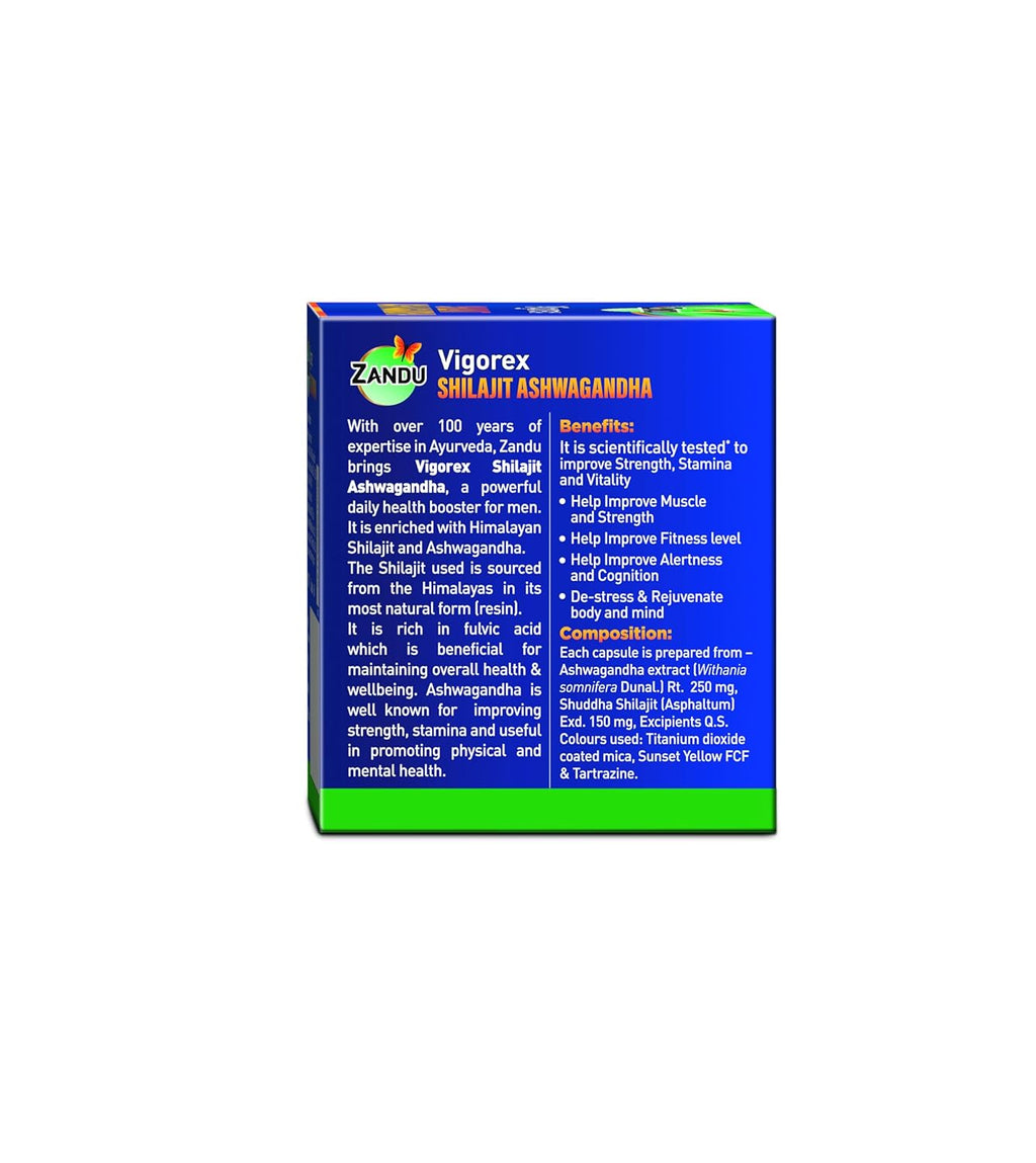 Zandu Vigorex Shilajit Ashwagandha Capsule