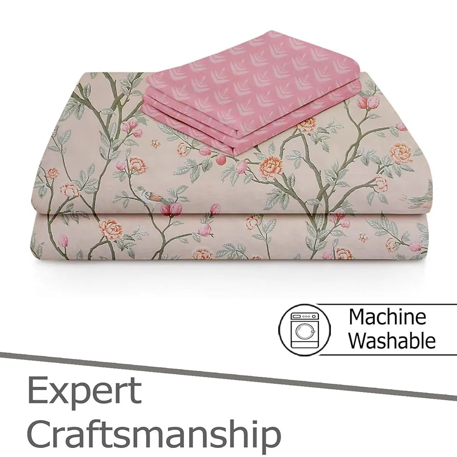 Fresh From Loom Microfiber Soft Cotton Bedsheet 200 TC Single Bed Bedsheet with 1 Pillow Cover Oyster Pink