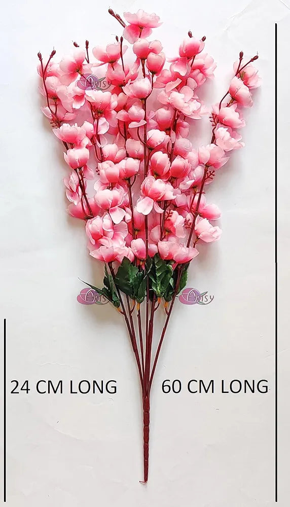 Artificial Cherry Blossom Flower Bunch Pink Faux Silk Flower Stick for Vase 55 cm Reusable Realistic Flowers Babypink