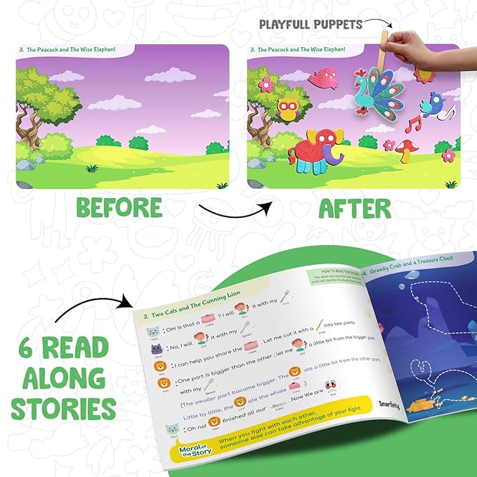 Smartivity Foil Magic Art Kit for 4-10 Years Old Kids Playful Puppets & Read Along Stories