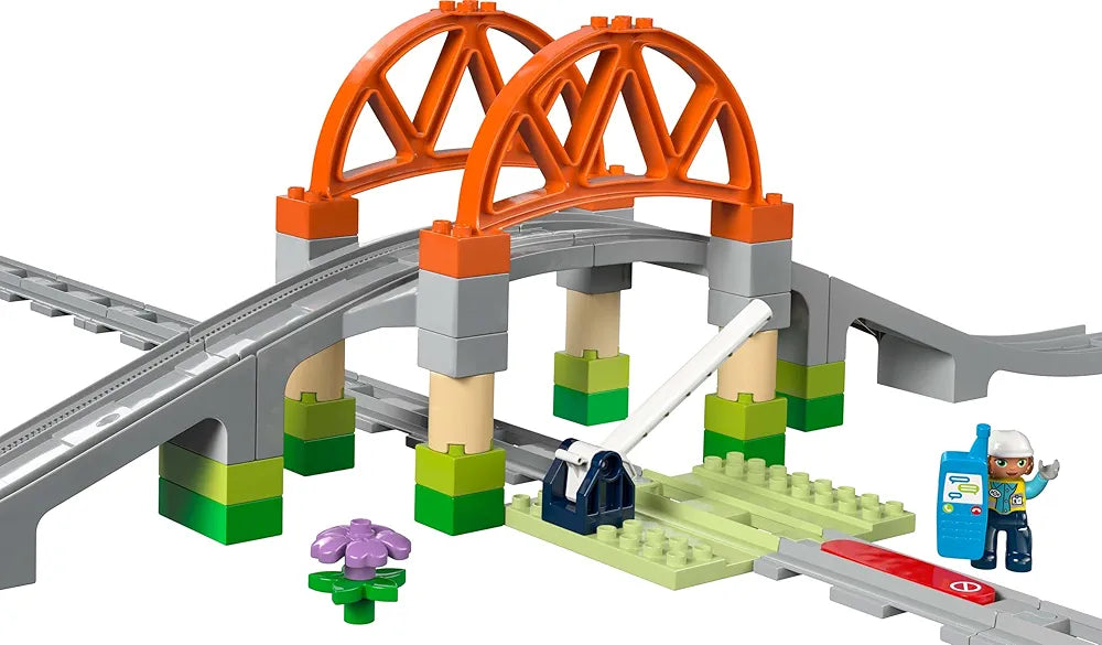 Lego Duplo Town Train Bridge and Tracks Expansion Set 10426 Building Blocks Toys for 2+ Gift for Boys and Girls