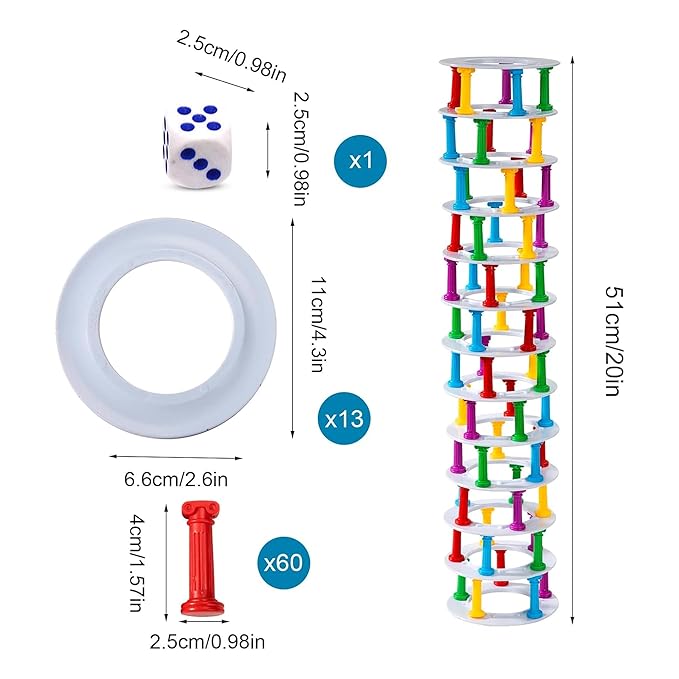Kidology Tumbling Tower Game Classic Stacking Game Multicolor