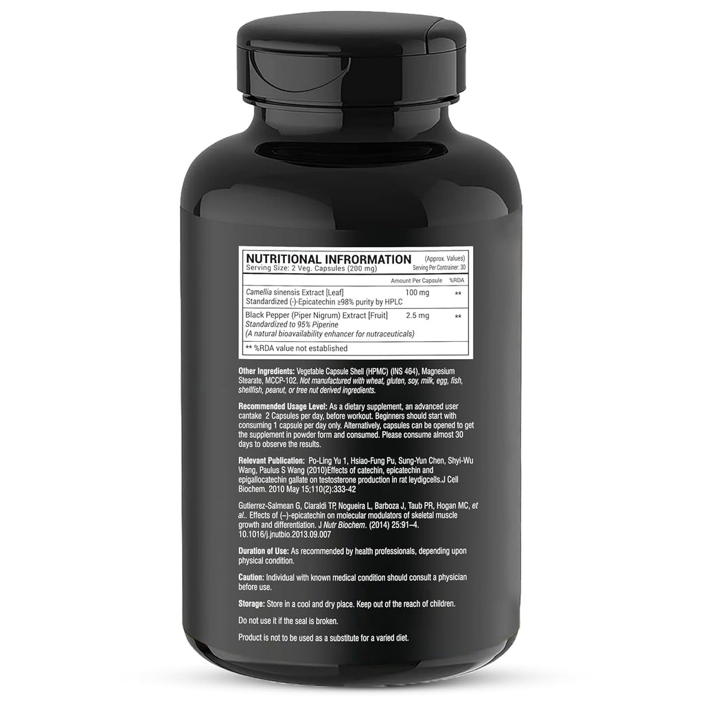 GREENDORSE EPICATECHIN- 99% Purity Workout Capsules | Lean Muscle Growth, Myostatin Inhibitor, Nitric Oxide Booster, Improved blood flow & cognitive functions | Lab tested- 60 Veg capsules