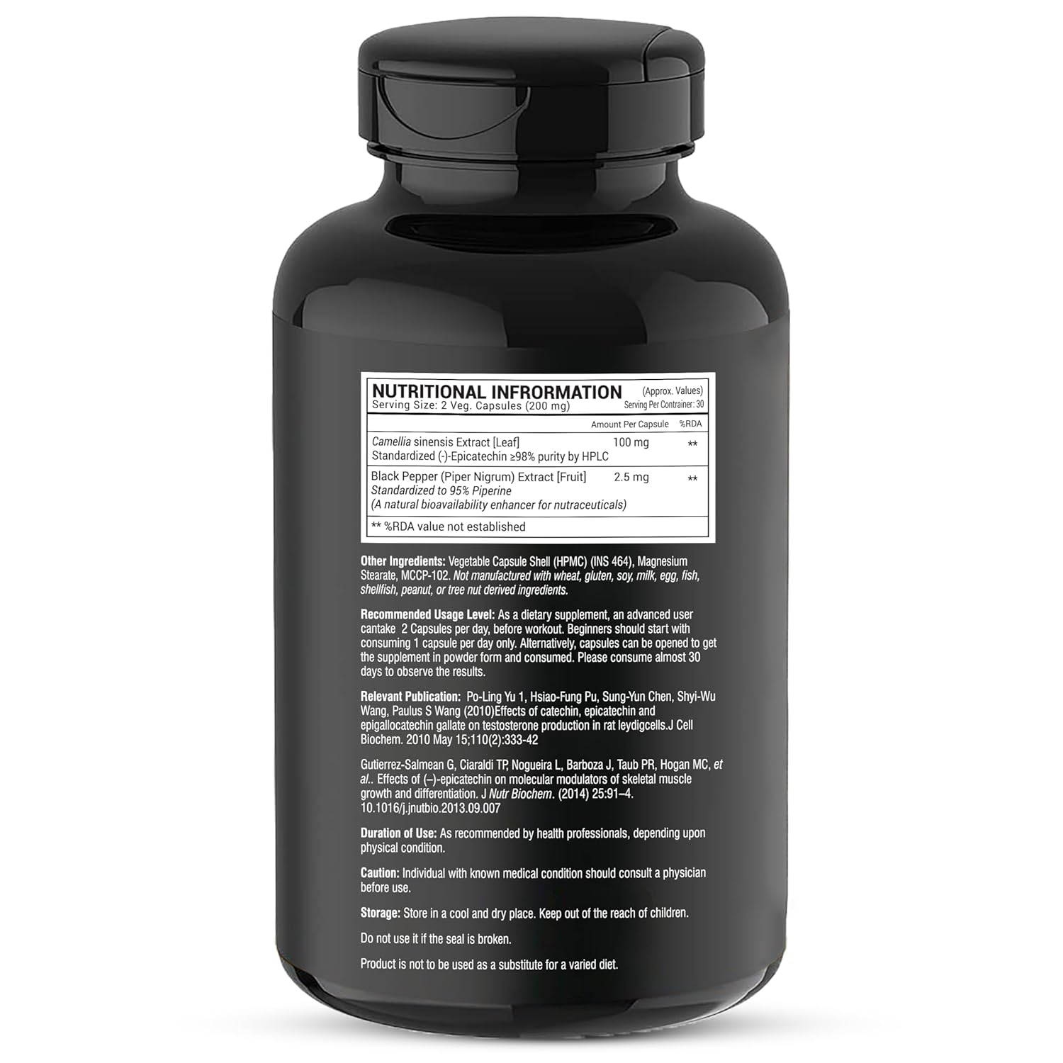 GREENDORSE EPICATECHIN- 99% Purity Workout Capsules | Lean Muscle Growth, Myostatin Inhibitor, Nitric Oxide Booster, Improved blood flow & cognitive functions | Lab tested- 60 Veg capsules