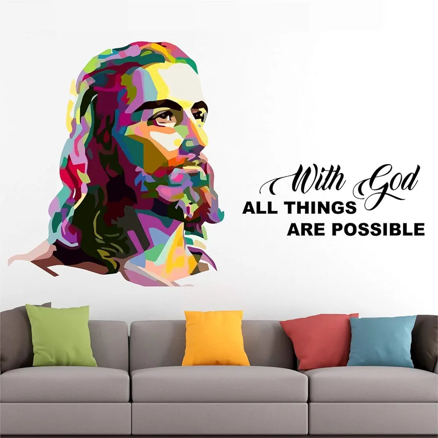 StickMe Jesus Christ God Christian Cross Divine Prayer Quote Wall Sticker -SM348 -Self-Adhesive