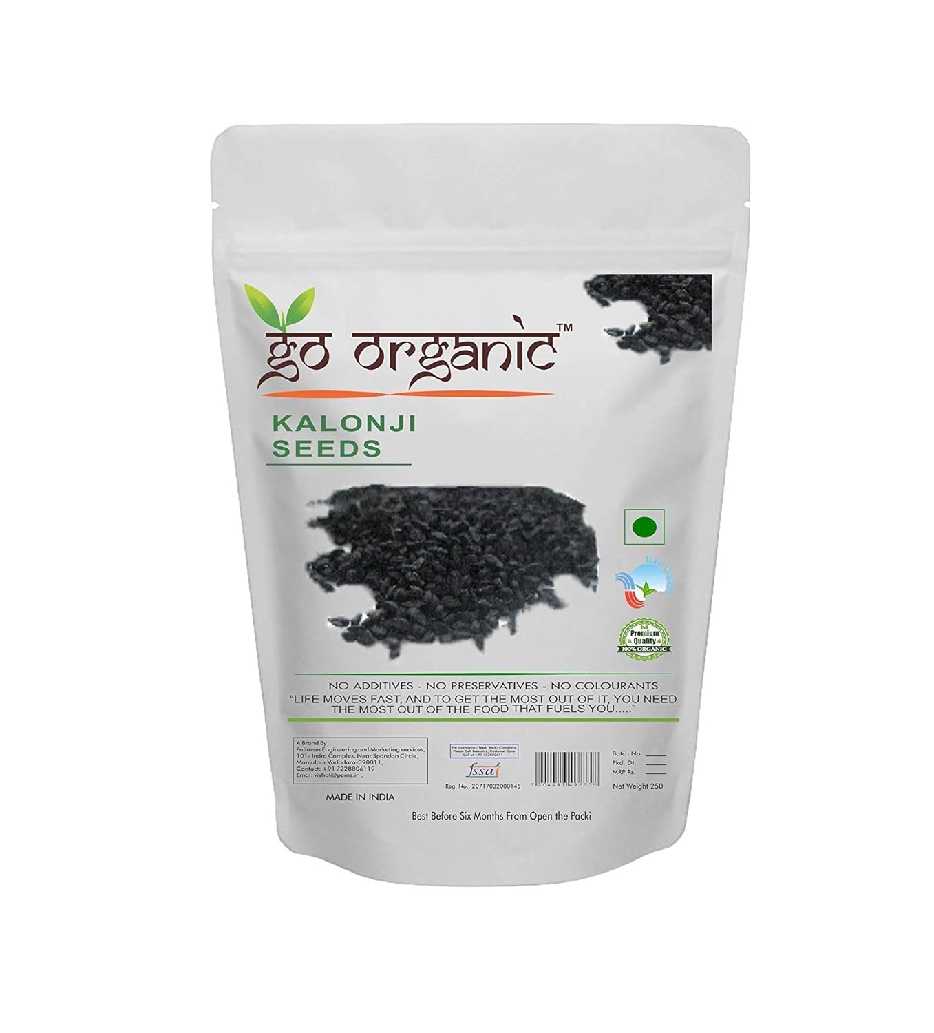 Go Organic Best Quality Kalonji Nigella Sativa, black-cumin, Roman-coriande - 250 Grams