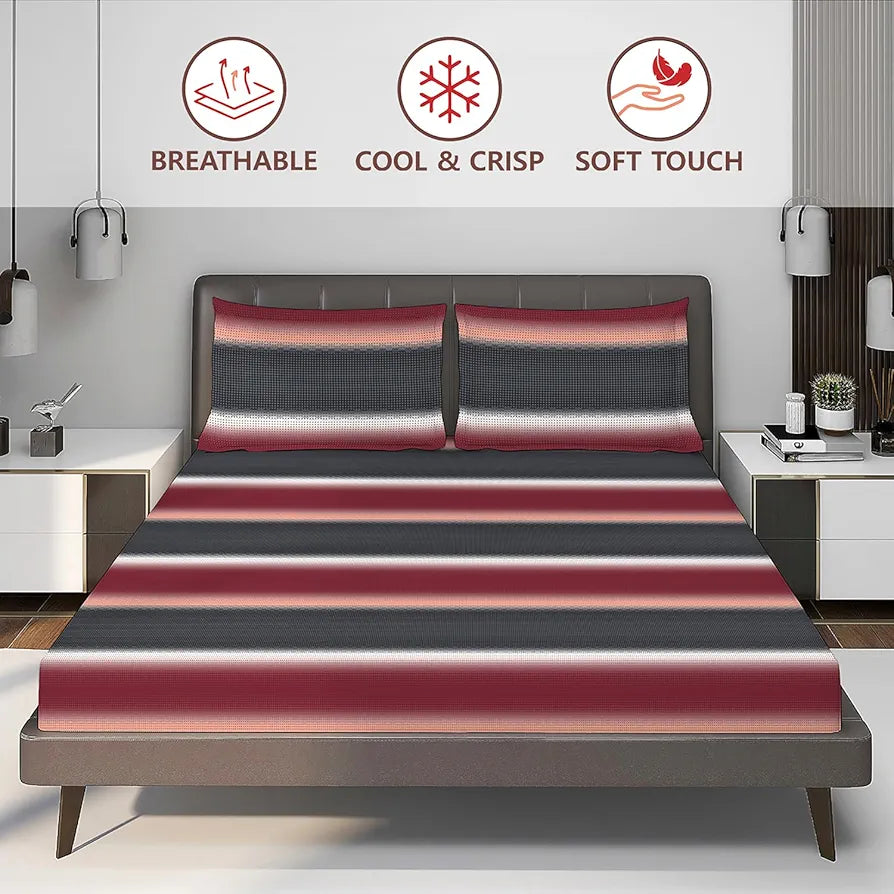 Layers Durathread Bedsheet Set for All Seasons Lightweight 225 CVC King Size Multi