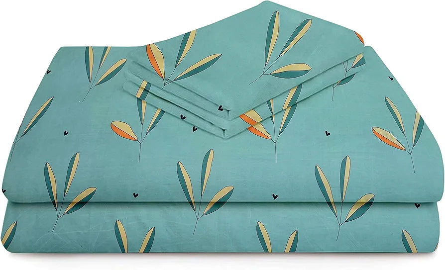 HomeKart Microfiber 160 TC Flat Single Bedsheets for Summer Breathable with 1 Pillow Covers Mint Green