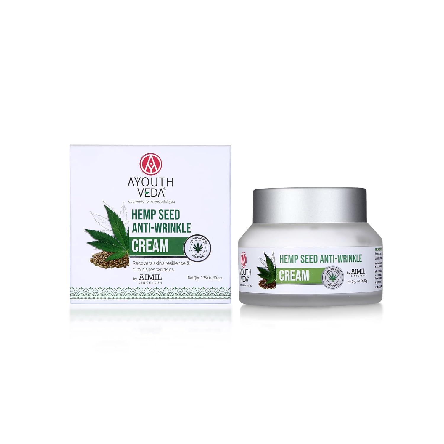 Ayouthveda Hemp Seed Anti-Wrinkle & Anti-Aging Cream|With goodness of Basil, Lavender & Sandalwood Oil |Helps in Skin Nourishment | Deep Hydration (Pack of 1; 50g each)