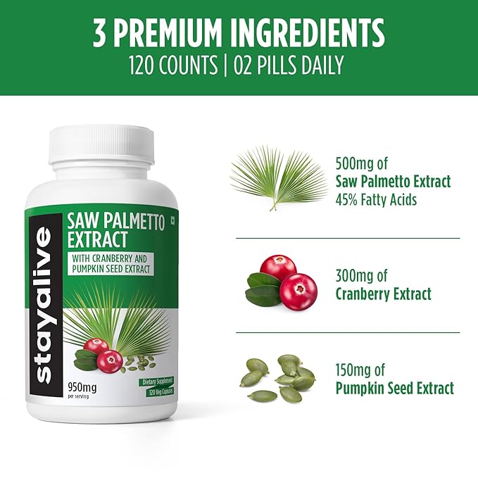Stayalive Saw Palmetto Extract Capsules Equivalent To 17000Mg - 120 caps