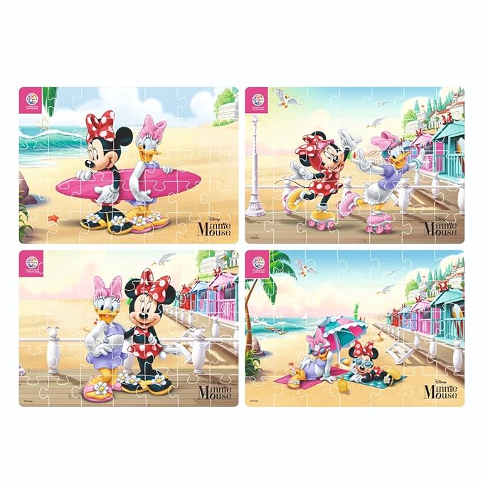 Ratna's 4 in 1 Disney Jigsaw Puzzle 140 Pieces for Kids | 4 Jigsaw Puzzles 35 Pieces Each | Minnie Mouse & Daisy