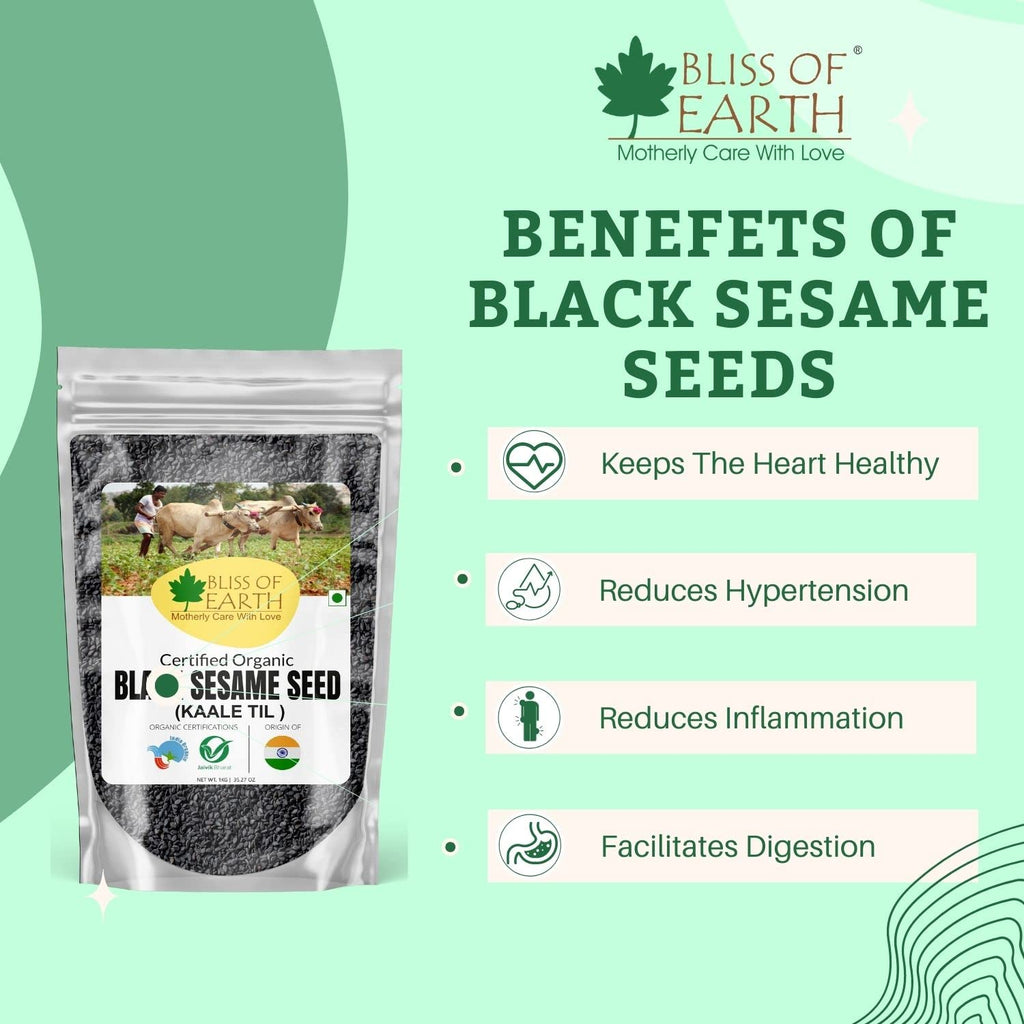 Bliss of Earth 600gm unhulled Black Sesame Seeds, Kaale Til, Fresh & Organic Fully Fiber Rich Great for Cooking & Baking