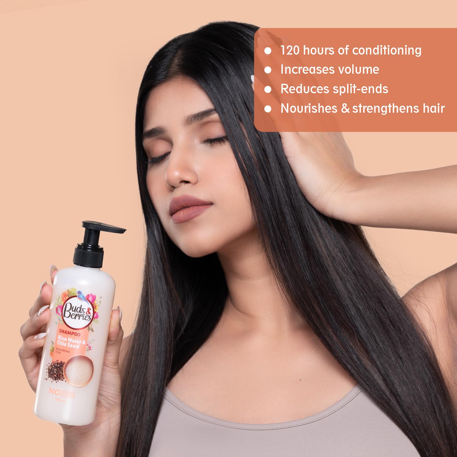 Buds & Berries Rice Water and Chia Seeds Nourishing Shampoo - 300 ml ( Pack of 2)
