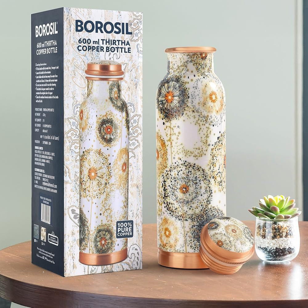 Borosil Thirtha Vesta Pure Copper Bottle 600ml