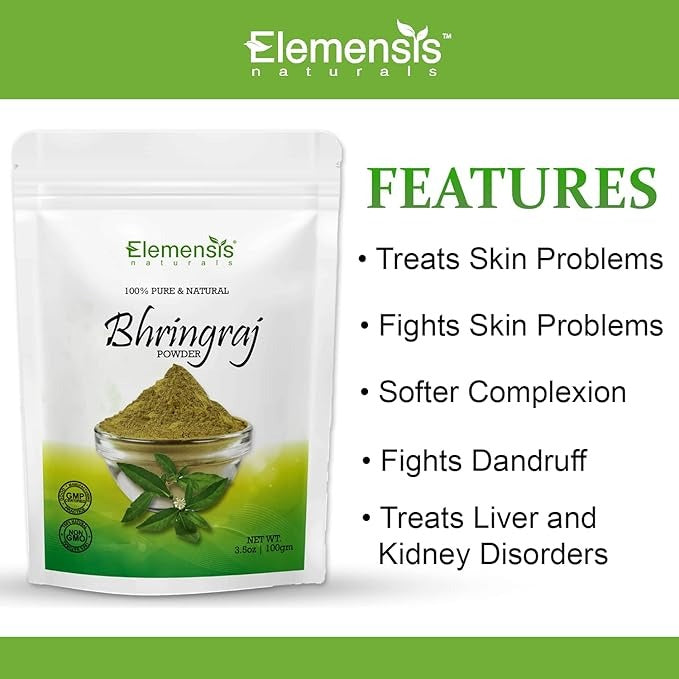 Elemensis Naturals Pure & Natural Bhringraj (Eclipta Alba) Powder - 100 gms