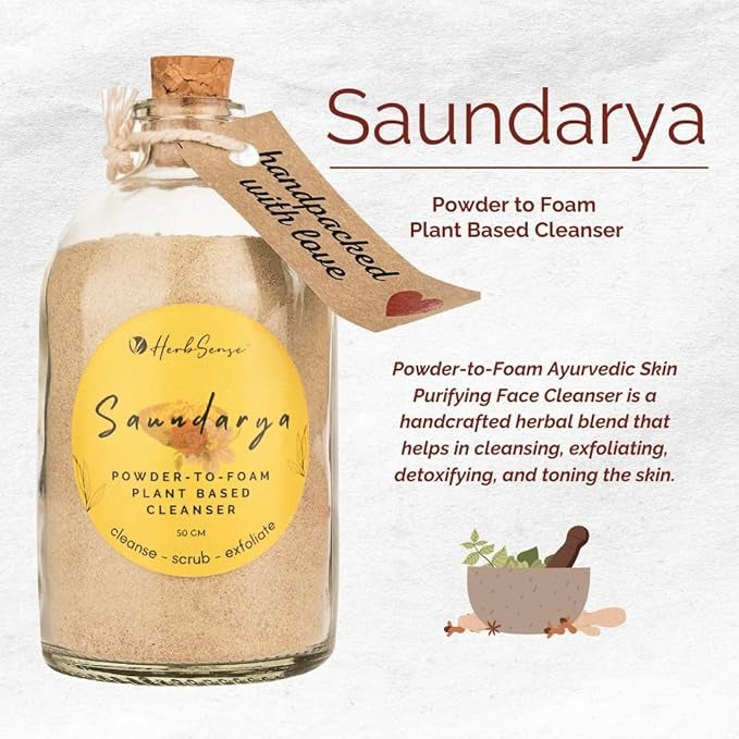 Herbsense Saundarya Powder to Foam Ayurvedic Face Wash - 50 gms