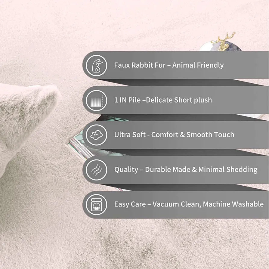 Luxe Home International Rectangular Bath Mat Super Soft Anti Skid Rabbit Fur  Bathroom Mats Colour Skin
