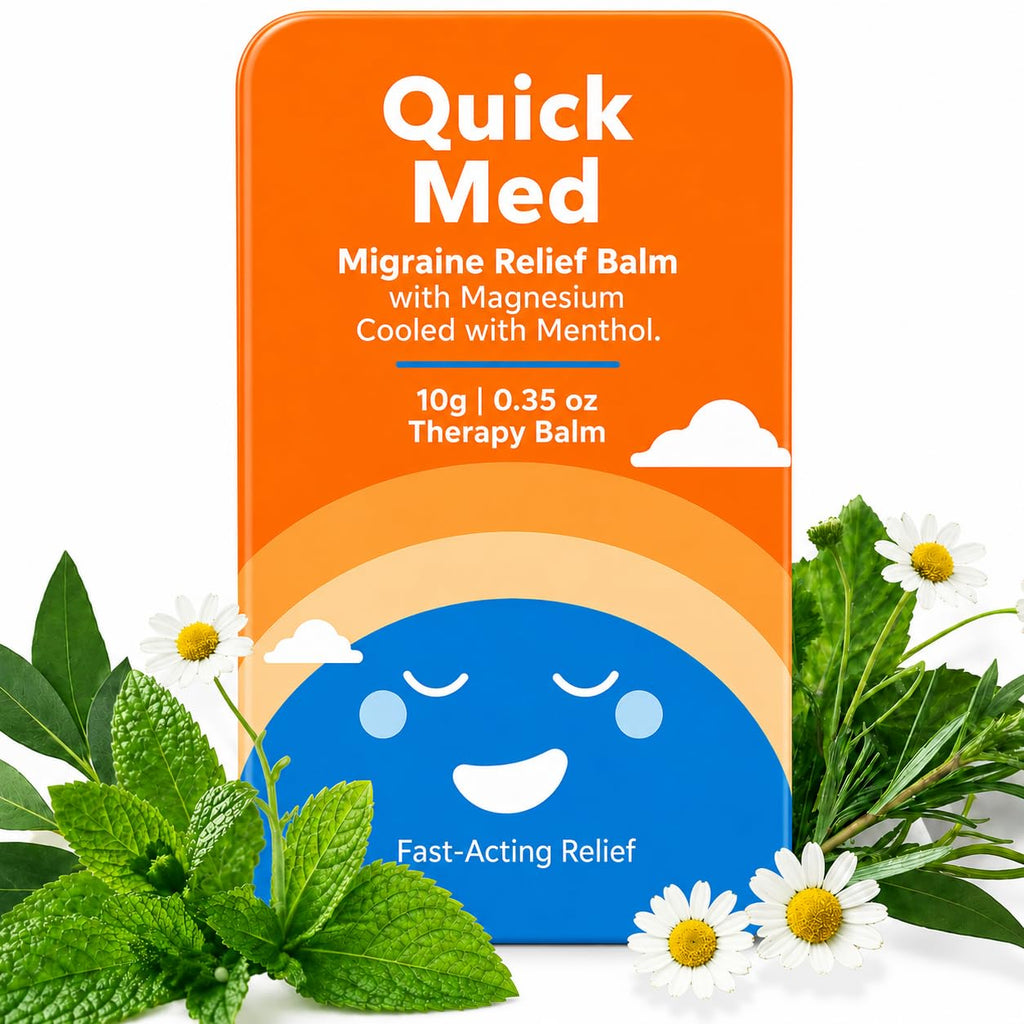 Quick Med Migraine Relief Balm 10g – Fast Relief in Just 2 Minutes | Cooling Menthol Formula | Pocket-Size Therapy Balm