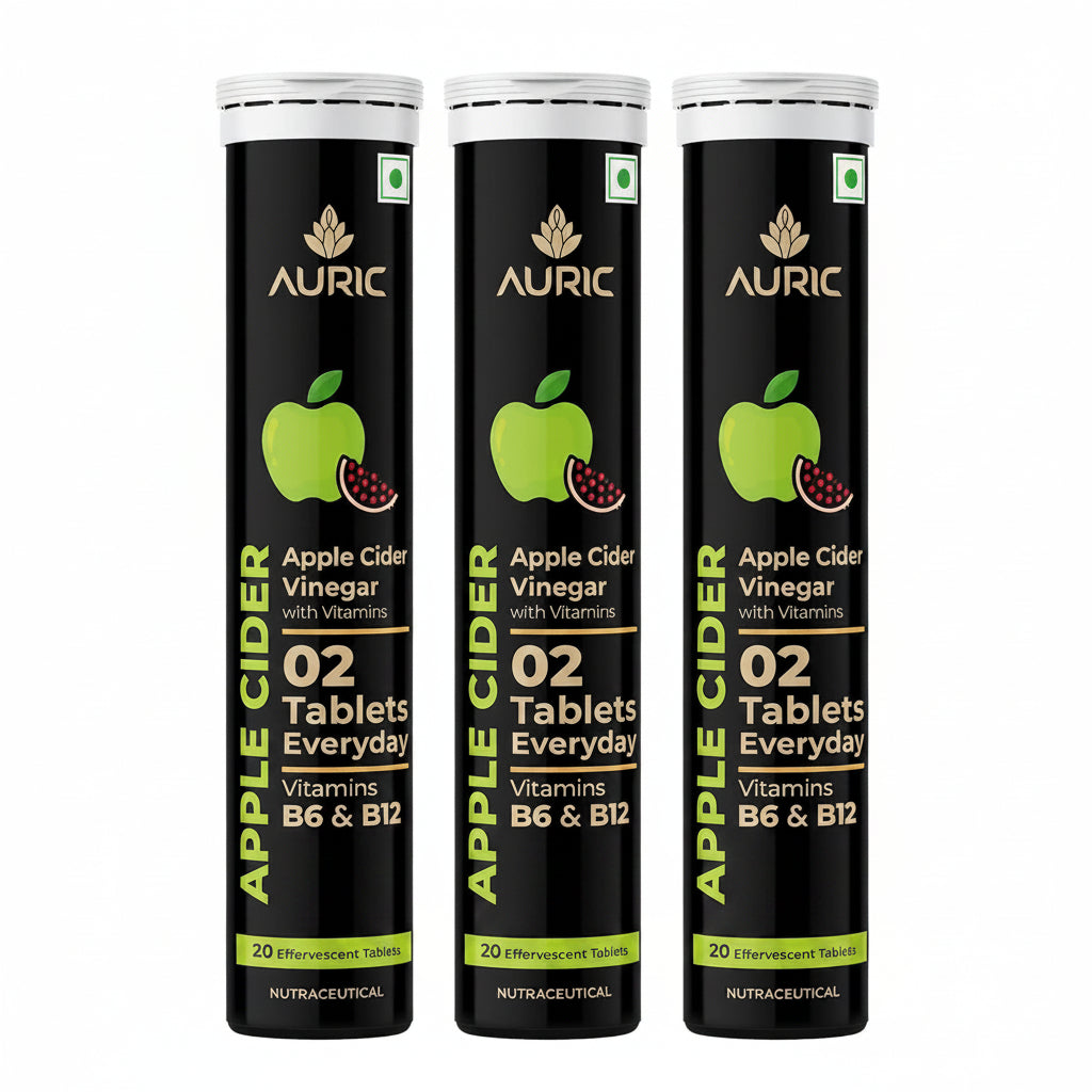 Auric Apple Cider Vinegar Effervescent Tablets with Vitamins Drop Fizz & Drink
