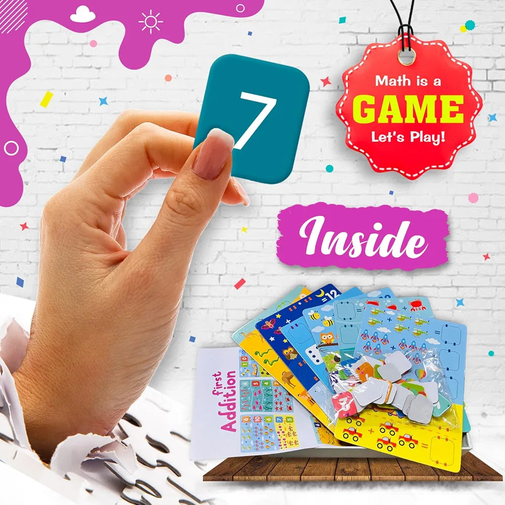 Hello Friend My First Addition Math Puzzle Game Box Set for Kids Early Learning Activity with Alphabet, Number Games