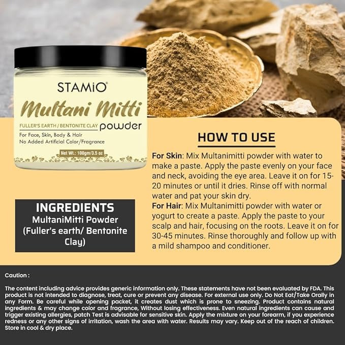 Stamio Multani Mitti Powder - 100 gms