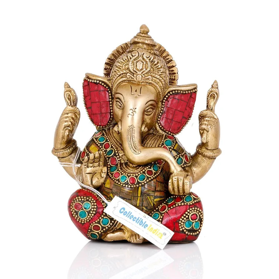 5.5" Lord Ganesha Brass Idol Statue God Ganesh Sculpture