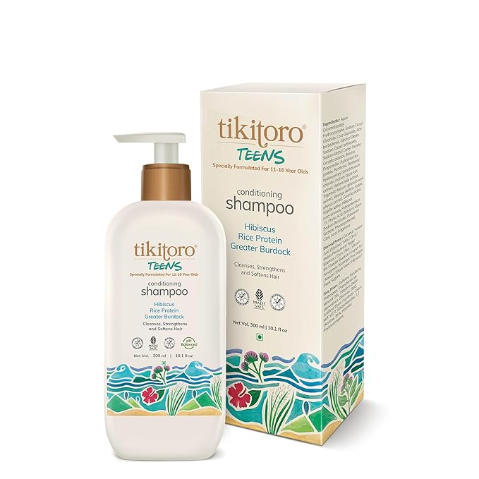 Tikitoro Teens Conditioning Shampoo Vegan with Hibiscus Rice Protein - 300 ml