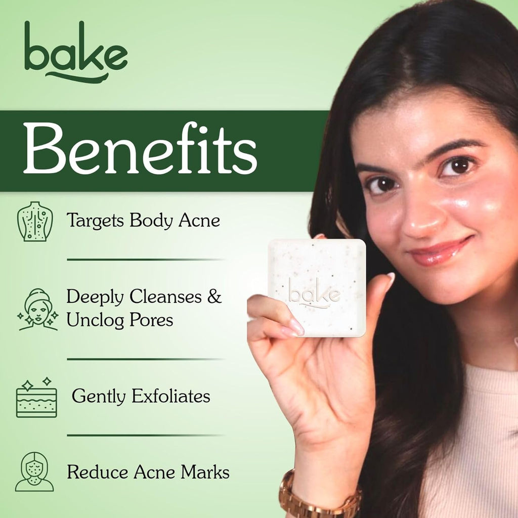 BAKE 2% Salicylic Acid Soap (2 pcs) Scrub Treatment with Niacinamide for Body & Back Acne, Reduces Strawberry Legs | Fades Dark Spots | Non Drying Formula | Soap For Men & Women | 100g x 2 (100 g (Pack of 2))