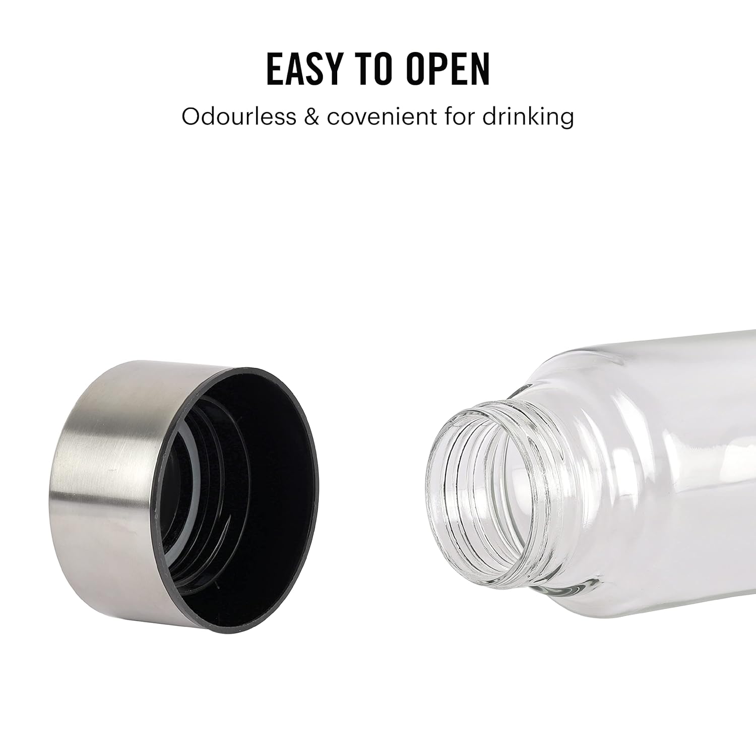 Cello H2o Steelox Glass Water Bottle | Glass Fridge Bottle | 920 Ml | Set of 6