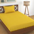 Homefab India 160 TC Stripe Glace Cotton Single BedSheet with 1 Pillow Cover Yellow