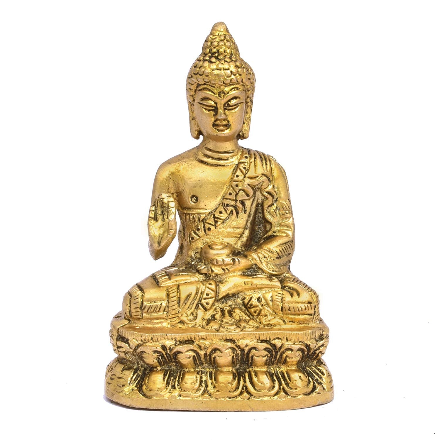 The Advitya Buddha Monk Blessing Brass Idol|buddhist Buddhism Home Decor Showpiece Statue