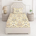 Layers Cotton Bedsheet for Single Bed with 1 Pillow Cover Light Weight Breathable Moisture Absorbent Brown Ethnic Pattern