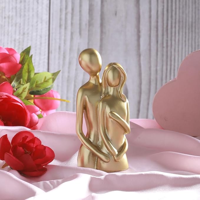 Tied Ribbons Decorative Romantic Hug Love Couple Showpiece Statue for Home Decor