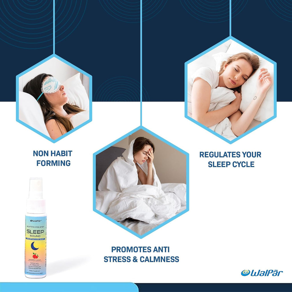 WALPAR Sound Sleep Melatonin Oral Spray for effortless sleep Cranberry Flavour 30 ml, 70 grams
