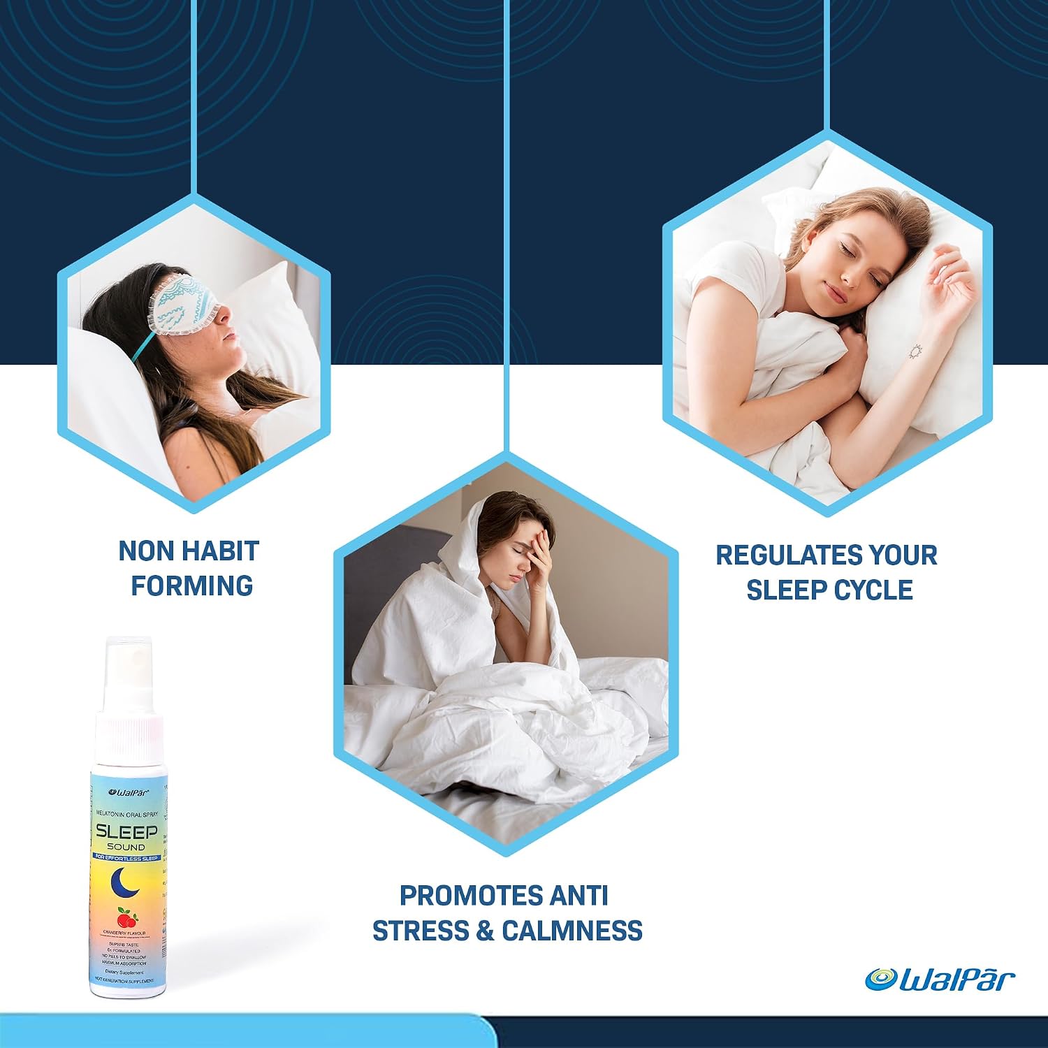 WALPAR Sound Sleep Melatonin Oral Spray for effortless sleep Cranberry Flavour 30 ml, 70 grams